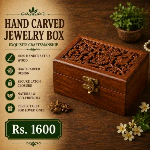 Hand Carved Jewelry Box – Handmade Wooden Storage